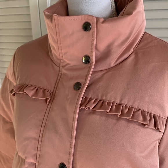 Kate Spade Ruffle Yoke Puffer Jacket Women’s Pink Peony Down NWT Size Large - Picture 4 of 16